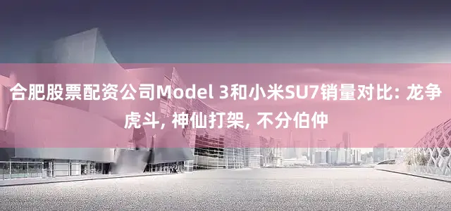合肥股票配资公司Model 3和小米SU7销量对比: 龙争虎斗, 神仙打架, 不分伯仲