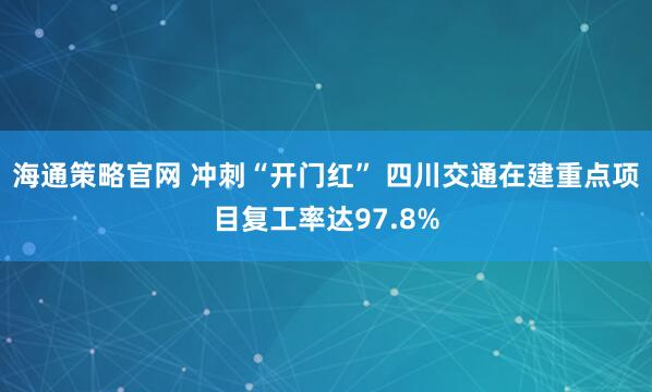 海通策略官网 冲刺“开门红” 四川交通在建重点项目复工率达97.8%