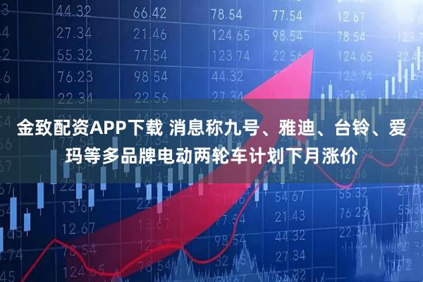 金致配资APP下载 消息称九号、雅迪、台铃、爱玛等多品牌电动两轮车计划下月涨价